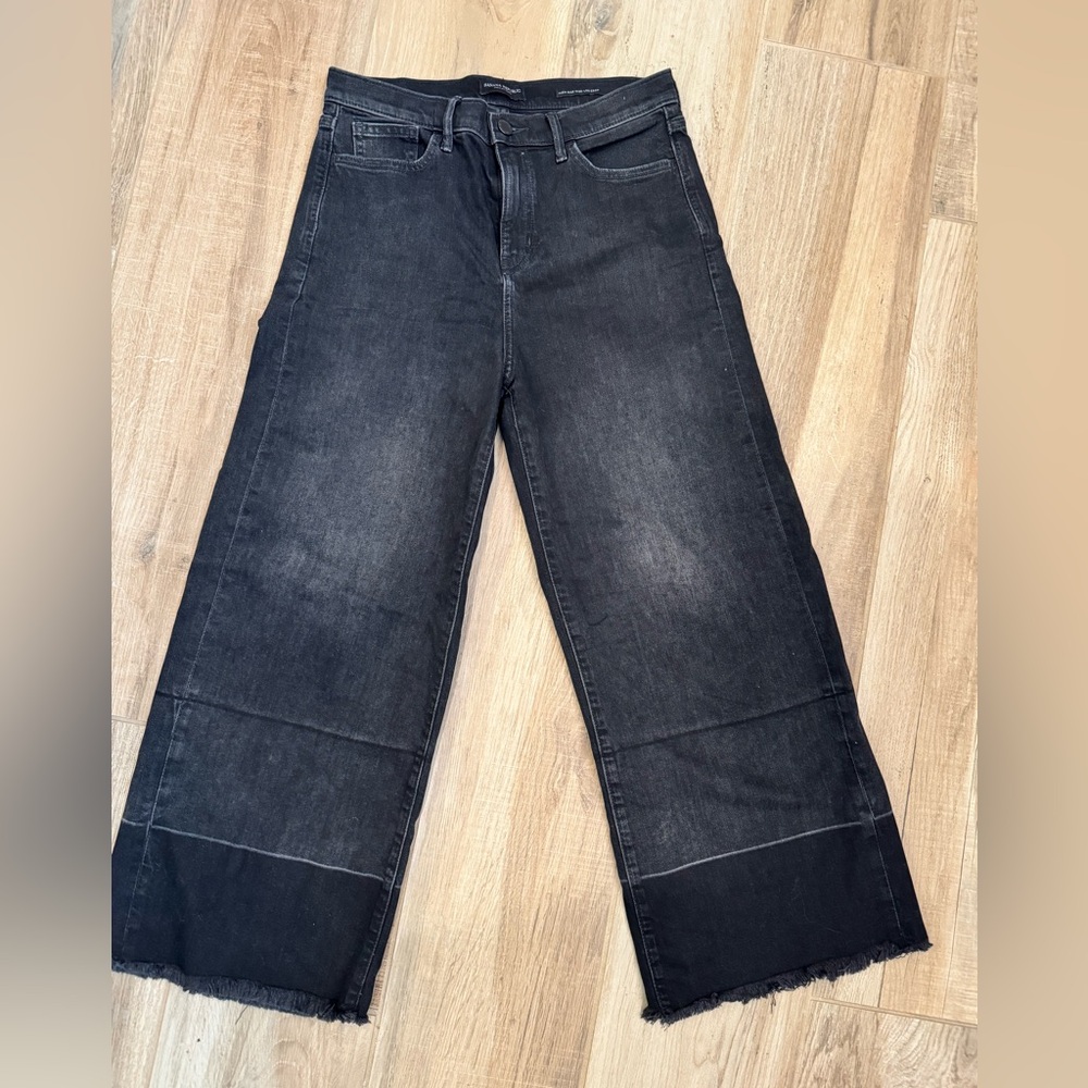 Banana Republic High Rise Wide Leg Crop Black Jeans